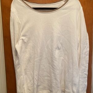 White Long Sleeve Top with Gold Trim